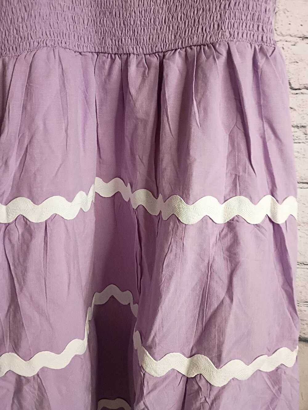 Lavender Tie-Strap Dress with White Trim - Picture 4 of 7